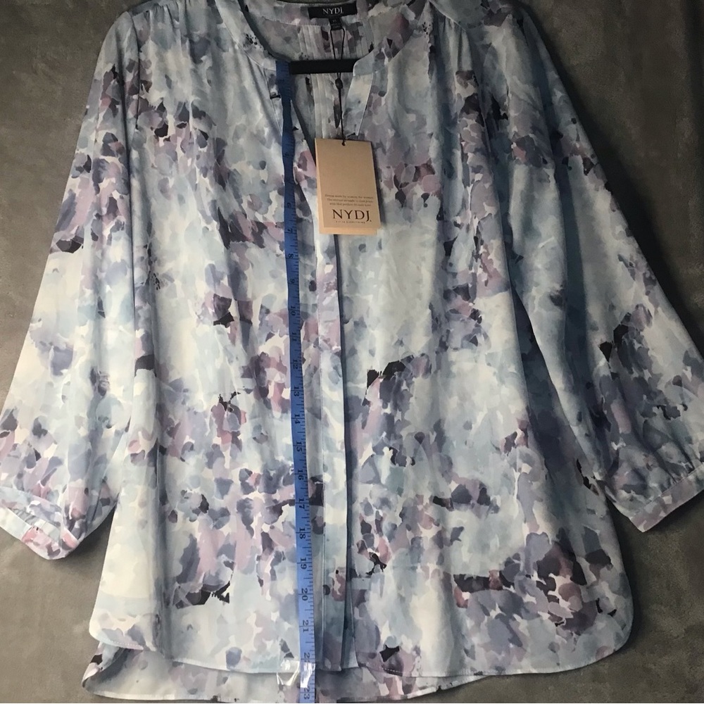 NYDJ Light Blue Lavender Floral Watercolor Blouse - Picture 3 of 8